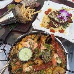 Paella a la Habana (For 2), Filet Mignon con Papas, Plantain Crusted Chicken Paella a la Habana (For 2), Filet Mignon con Papas, Plantain Crusted Chicken