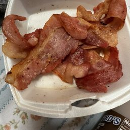 Bacon, undercooked. Bacon, undercooked.