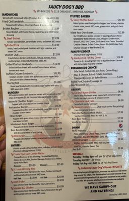 Menu photo 1 Saucy Dog's BBQ Jonesville, MI Menu photo 1 Saucy Dog's BBQ Jonesville, MI