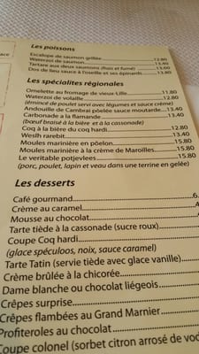 Menu photo 1 Le Coq Hardi Lille, 59 Menu photo 1 Le Coq Hardi Lille, 59