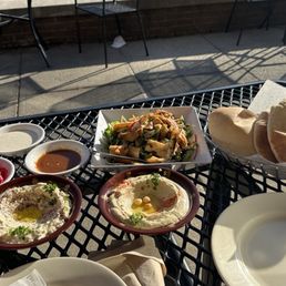 Fatoush salad, mango juice, pita w/ hummus & baba ganoush Fatoush salad, mango juice, pita w/ hummus & baba ganoush
