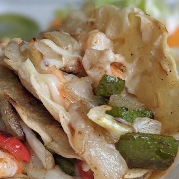 Mariscos El Governador - Al Governador Taco: shrimp, cheese, bellpepper, and onion on crispy taco. - Mexican Near Me - Anaheim, California