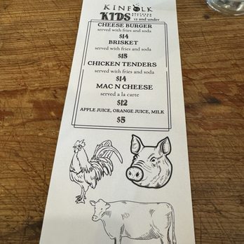 Kinfolk Southern Kitchen - Kids menu - Southern Near Me - Washington, DC, District of Columbia