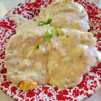 The Rooster - Biscuits with Jalapeno Sausage Gravy - American Near Me - Naples, Florida The Rooster - Biscuits with Jalapeno Sausage Gravy - American Near Me - Naples, Florida