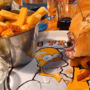Zombie - Homer Burger, placed on a plate with Homer Simpson on it! - Modern European Near Me - Madrid, M Zombie - Homer Burger, placed on a plate with Homer Simpson on it! - Modern European Near Me - Madrid, M