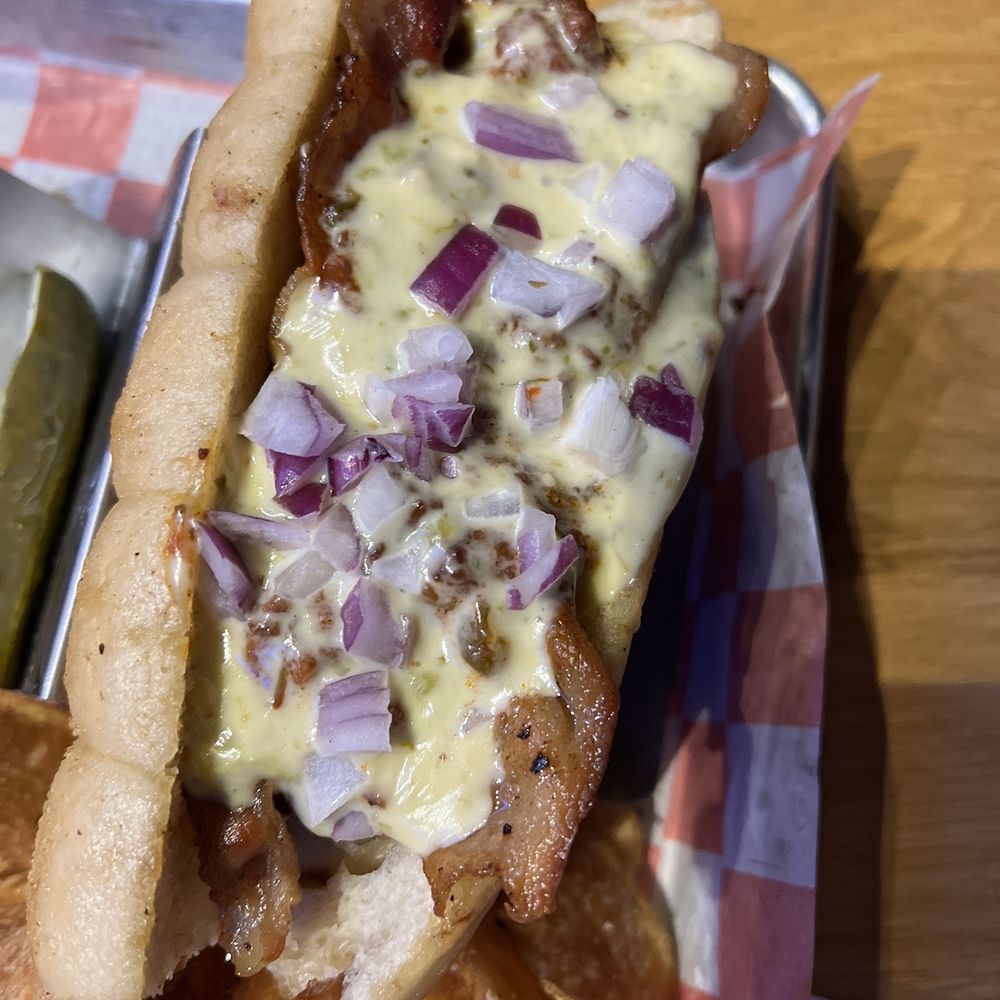 The Angry Elephant - 1/4 lb. LBJ Chili Cheese Texas Works Dog - American Near Me - San Antonio, Texas The Angry Elephant - 1/4 lb. LBJ Chili Cheese Texas Works Dog - American Near Me - San Antonio, Texas