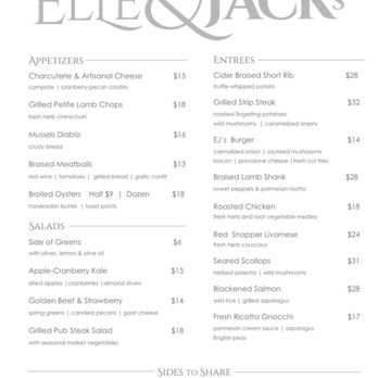Elle & Jack's - Supper menu - American Near Me - Wheeling, West Virginia