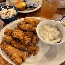 Cracker Barrel Old Country Store - Six fried chicken tenders-dumplings and coleslaw