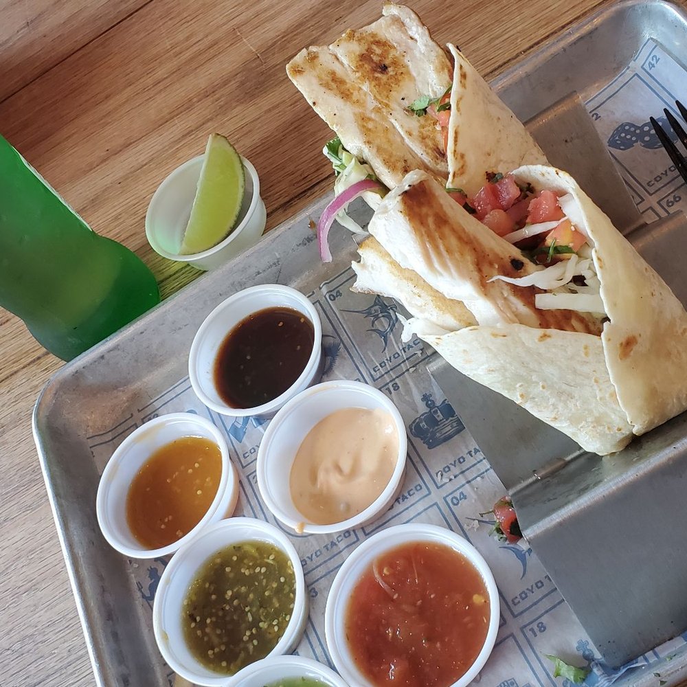 Coyo Taco - Sauces were SOOO delicious. The mahimahi was cooked well! - Mexican Near Me - Miami, Florida Coyo Taco - Sauces were SOOO delicious. The mahimahi was cooked well! - Mexican Near Me - Miami, Florida