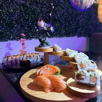 Nara Asian Creations - The Salmon Lover Sushi Combo with The Devil in the background - Sushi Bars Near Me - Jupiter, Florida Nara Asian Creations - The Salmon Lover Sushi Combo with The Devil in the background - Sushi Bars Near Me - Jupiter, Florida