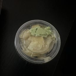 This is the amount of wasabi and ginger that was given to me for 6 rolls ($90). This is the amount of wasabi and ginger that was given to me for 6 rolls ($90).