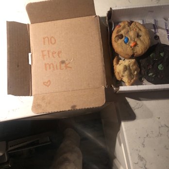 Insomnia Cookies - "no free milk" with a heart,  will give business more shops that are kind.  no one wanted free milk. Super bad service. Super bad. - Ice Cream & Frozen Yogurt Near Me - San Diego, California