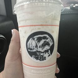 Bentley's Coffee - Strawberries and Cream, I already stirred it before I took the pic. It was red and white.