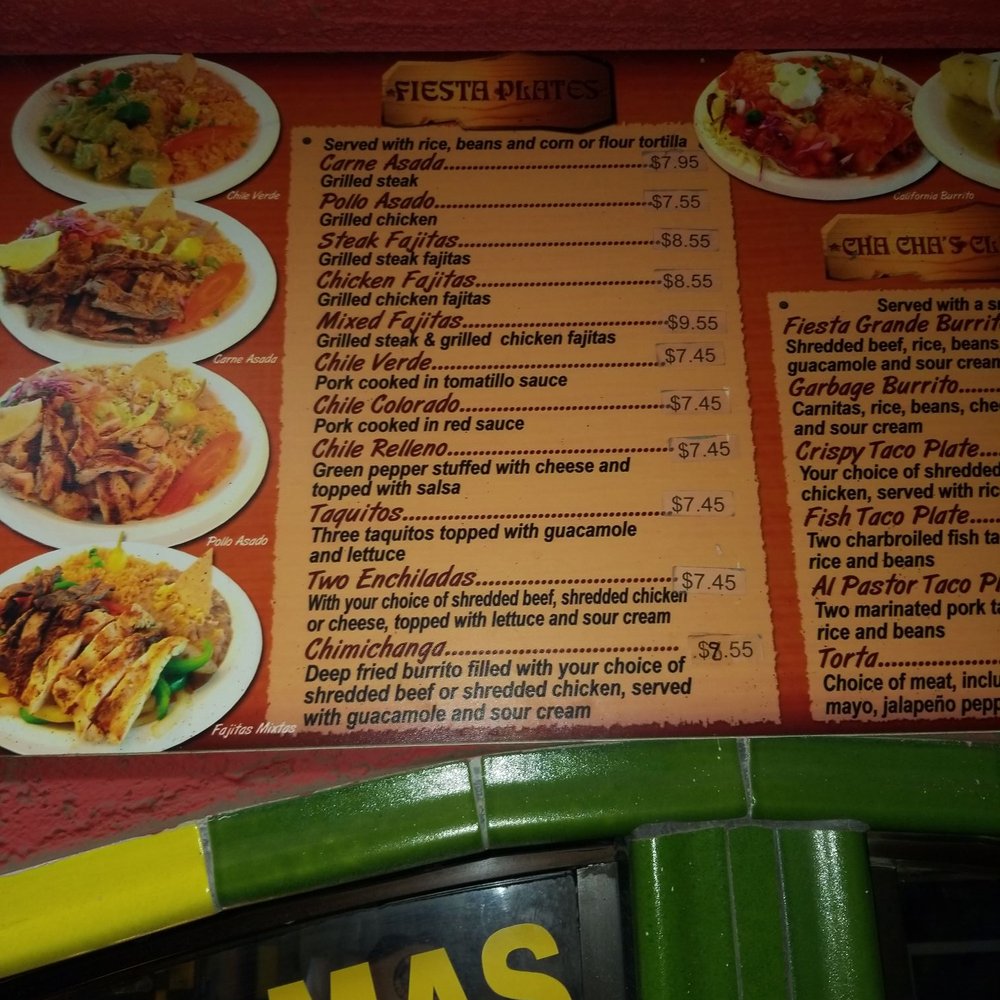 Cha-Cha's Tacos - Menu - Mexican Near Me - Redlands, California