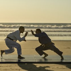 Kainga Jiu Jitsu - Joe and Sal Nunez training on the beach at Silver Strand
