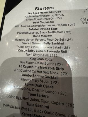 Menu photo 1 Old Oaks Steakhouse Thousand Oaks, CA