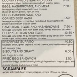 The Hot Skillet - Breakfast Burrito on the menu.