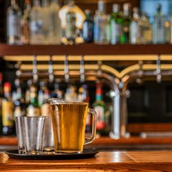 Ice cold pitchers of beer