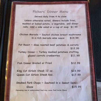 Pickers Pub & Grub - Dinner Menu - Bars Near Me - Brownsville, Pennsylvania Pickers Pub & Grub - Dinner Menu - Bars Near Me - Brownsville, Pennsylvania