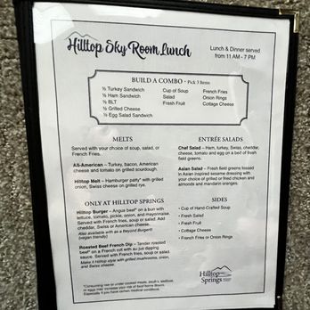 Hilltop Springs Senior Living - Independent living lunch menu - Assisted Living Facilities Near Me - Redding, California