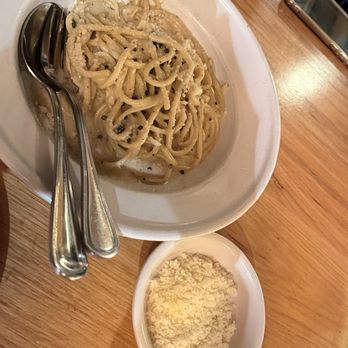 Mani Osteria & Bar - Bucatini cacio e pepe (the peppers are way too big and strong tasting) - Italian Near Me - Ann Arbor, Michigan