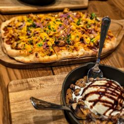 Lake Roots - Pizookie, coconut bread pudding and pizza