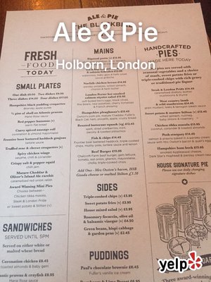 Menu photo 2 Ale & Pie London, XGL Menu photo 2 Ale & Pie London, XGL