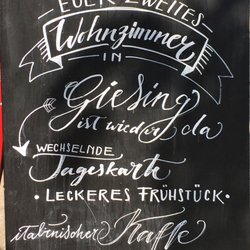 Café Schulz - Aufstell-Tafel nach dem Relaunch im Mai 2017