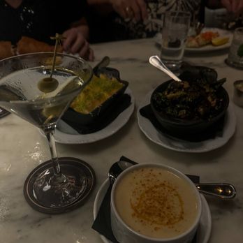 Loch Bar - CREAM OF CRAB - CUP SHELLS N' CHEESE HONEY SRIRACHA BRUSSELS SPROUTS - Seafood Near Me - Houston, Texas