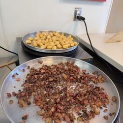 Frying up some bacon and tater tots