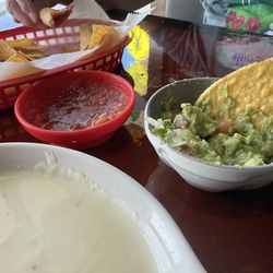 Queso guacamole chips salsa