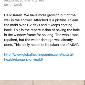 Stott Property Management - Pictures of the mold and the email I wrote over a month ago, with no response. - Property Management Near Me - Kailua, Hawaii Stott Property Management - Pictures of the mold and the email I wrote over a month ago, with no response. - Property Management Near Me - Kailua, Hawaii