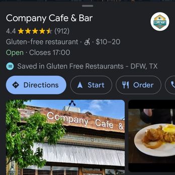 Company Cafe & Bar - This business advertises itself as a gluten-free restaurant when it is NOT. February 2024 - Cafes Near Me - Dallas, Texas