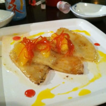 Roppongi Sushi - Meh... orange crepes sitting in a pool of oil and candy-sweet syrup. - Japanese Near Me - Livermore, California