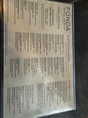 Menu photo 2 Fonda 12 South Nashville, TN Menu photo 2 Fonda 12 South Nashville, TN
