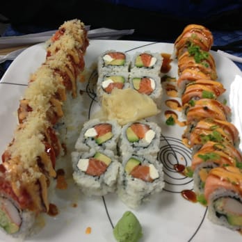 Avana Sushi - Spicy Red Sox, salmon cream cheese and avocado, and spicy salmon baked rolls - Japanese Near Me - Boston, Massachusetts