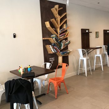 Hello Boba - Interior - tree shaped bookshelf - Bubble Tea Near Me - Allen, Texas