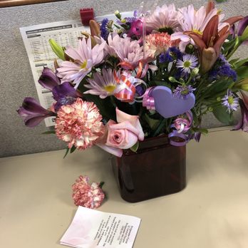 Bridgewater Florist - Poor arrangement and more broken flowers, in person it looks like it fell off the back of a truck - Florists Near Me - Bridgewater, Massachusetts
