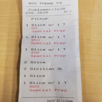 Carlo's Pizza - "receipt" - Pizza Near Me - Port Washington, New York Carlo's Pizza - "receipt" - Pizza Near Me - Port Washington, New York