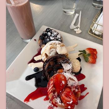 The Brunchery - Waffle Flight and Chocolate Milk - fix all - Breakfast & Brunch Near Me - Chicago, Illinois