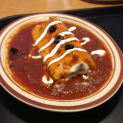 Ricardo's - One burrito grande with beans instead of beef with their divine enchilada sauces and black olives on top