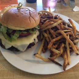 Main Street burger with Swiss cheese Main Street burger with Swiss cheese