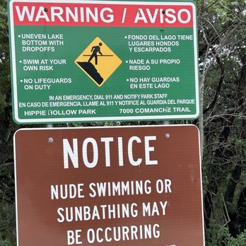Hippie Hollow Park - Warning sign - Parks Near Me - Austin, Texas Hippie Hollow Park - Warning sign - Parks Near Me - Austin, Texas