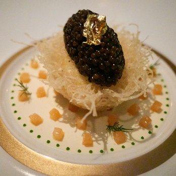 Joel Robuchon - Le Caviar Imperial - Crispy soft boiled egg and smoked salmon topped with imperial caviar - French Near Me - Las Vegas, Nevada