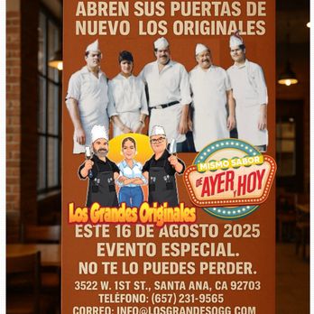 Los Grandes Originales - Grand opening flyer - Mexican Near Me - Santa Ana, California