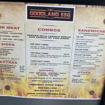 Goodland BBQ - Menu - Barbeque Near Me - Goleta, California