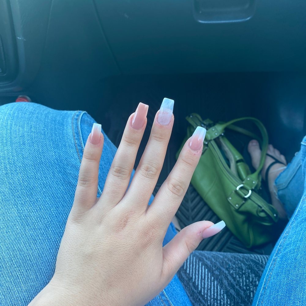 Trill Nail Parlor - ombré nails with marble nail and solid nail - Nail Salons Near Me - Bellflower, California