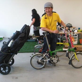 Bfold Folding Bicycles - bfold owner Lam with Brompton and Burley Travoy - Bikes Near Me - New York, New York Bfold Folding Bicycles - bfold owner Lam with Brompton and Burley Travoy - Bikes Near Me - New York, New York