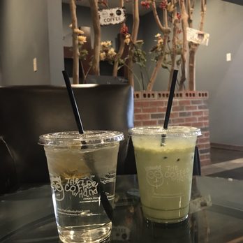 The Coffee By Hand - chrysanthemum iced tea and iced matcha latte - Desserts Near Me - Duluth, Georgia