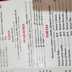 Taqueria Mexico Lindo - Menu